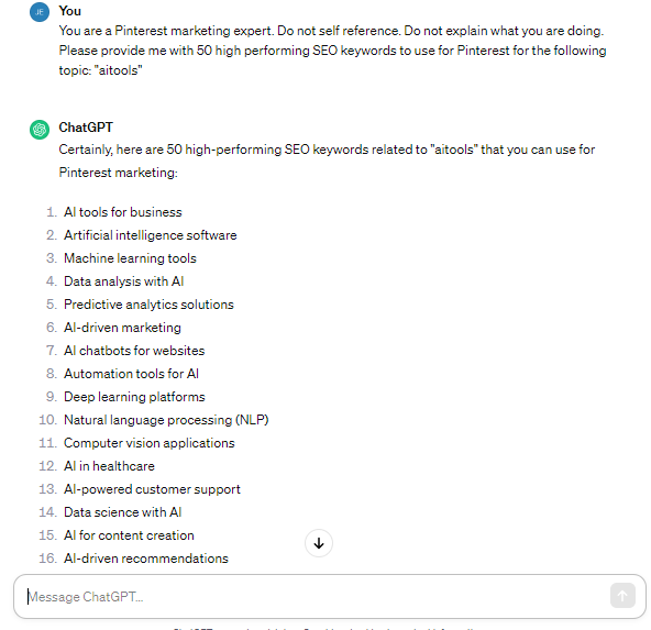 ChatGPT Prompts for Pinterest