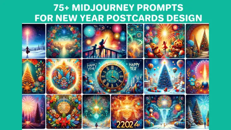 75+ Best Midjourney prompts for New Year Postcards Designs