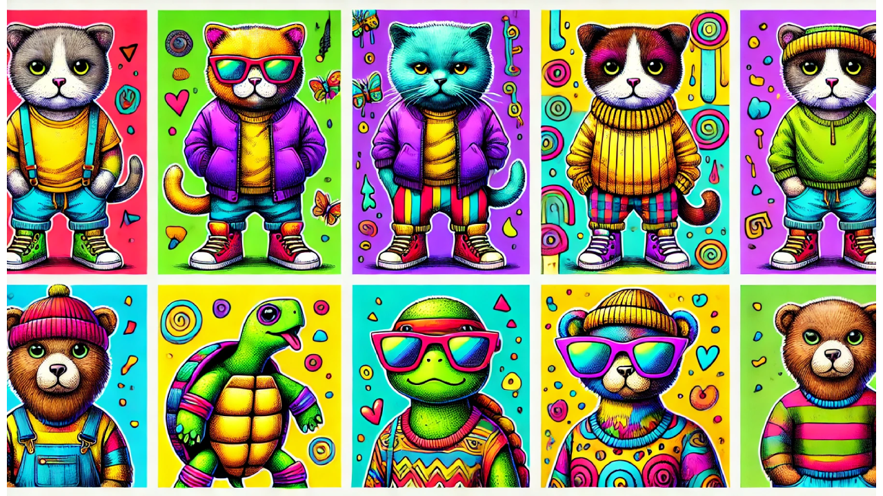 Best Midjourney Colorful Doodle Animal Illustrations Prompts