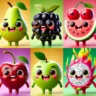 Daal E 3 prompts for 3D anthropomorphic fruit Characters